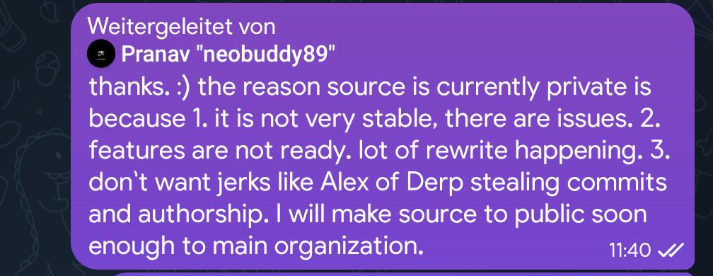 Pranav Vashi neobuddy89 CrDroid maintainer chat message - false accusation against DerpFest evidence